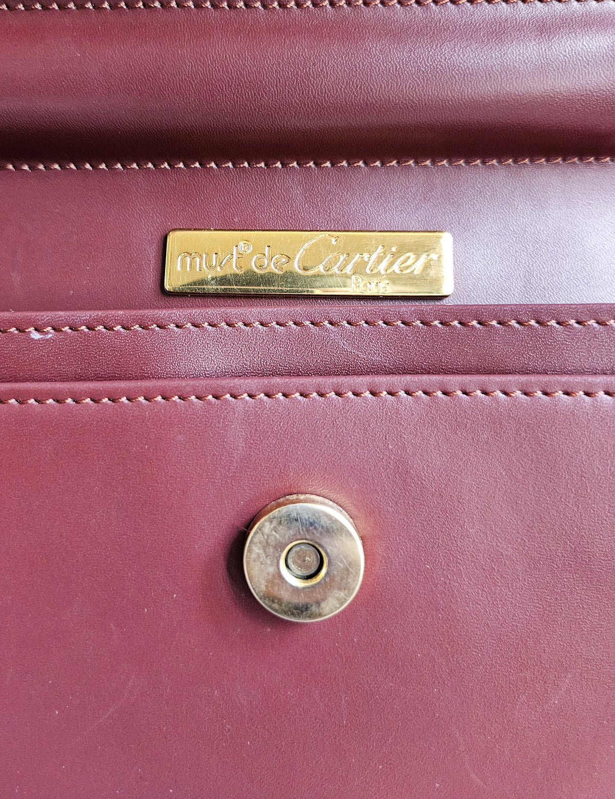 Vintage Cartier Burgundy Leather Clutch