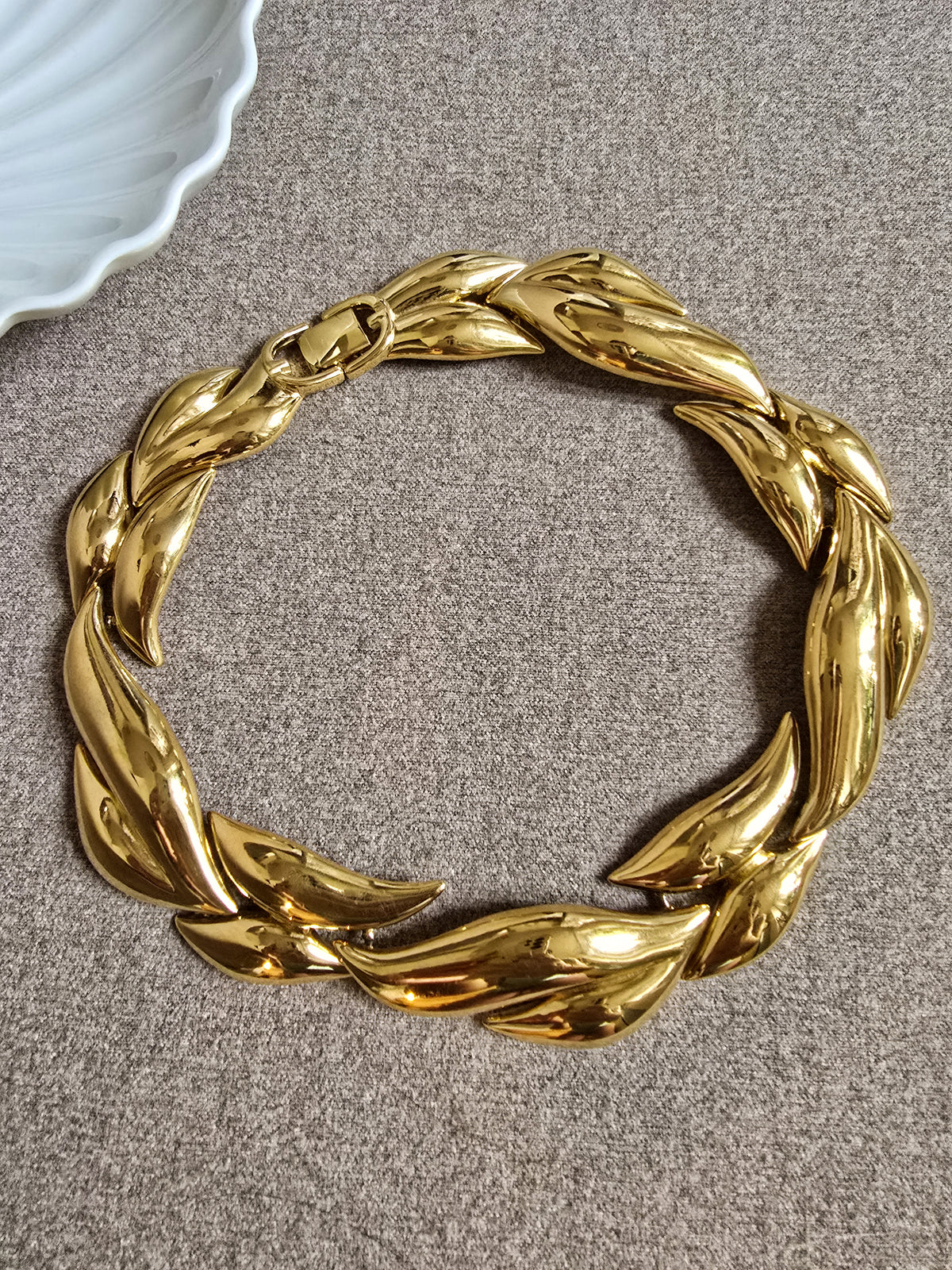 Givenchy Vintage Sculptural Gold Leaf Necklace