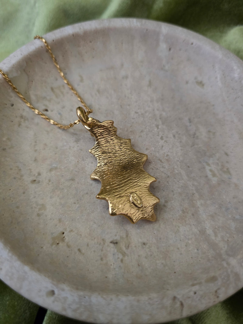 YSL Gold-Plated Holly Leaf Pendant Necklace