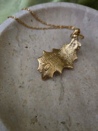 YSL Gold-Plated Holly Leaf Pendant Necklace