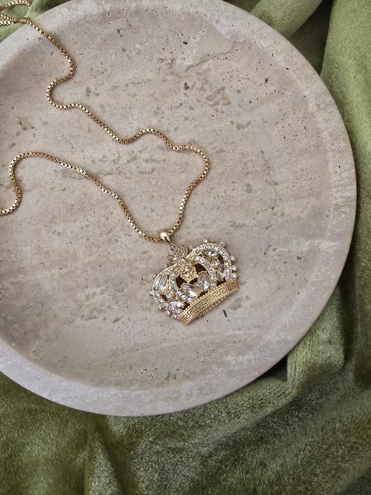 Versace Vintage Gold Crown Pendant Necklace