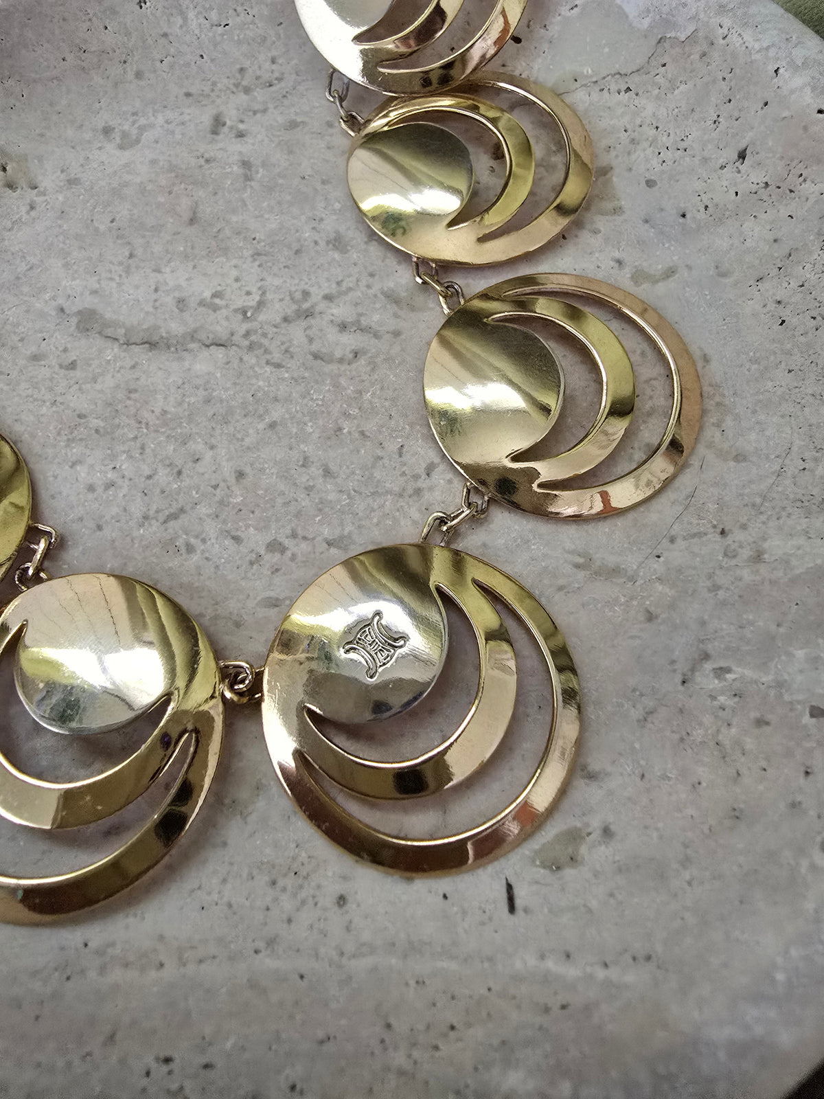 Celine Vintage Gold Geometric Statement Necklace