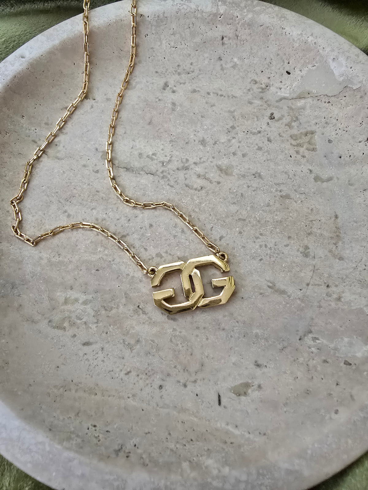 Vintage Givenchy Gold-Tone Double “G” Logo Pendant Necklace