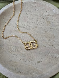 Vintage Givenchy Gold-Tone Double “G” Logo Pendant Necklace