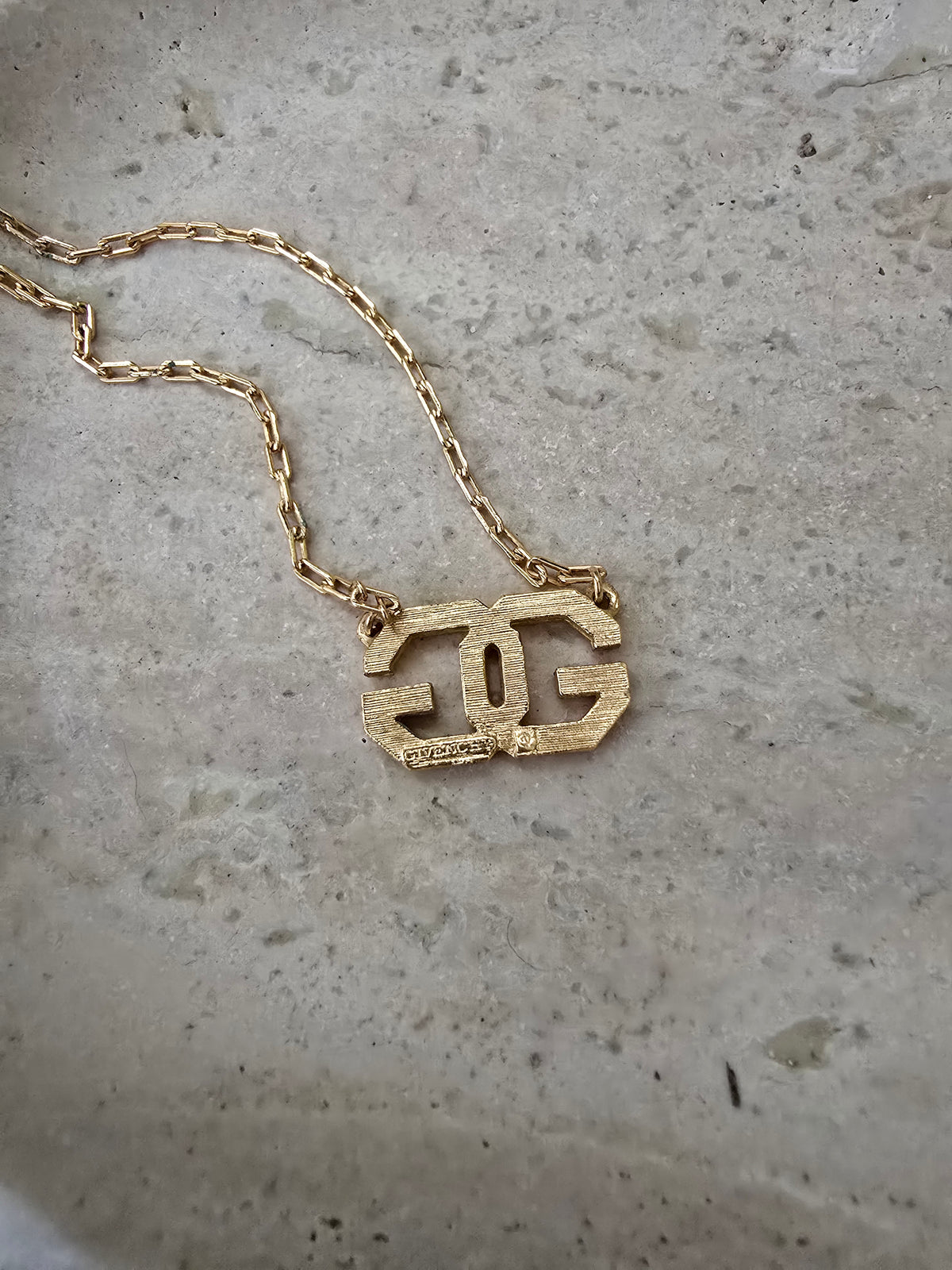 Vintage Givenchy Gold-Tone Double “G” Logo Pendant Necklace