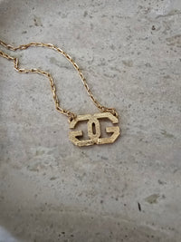 Vintage Givenchy Gold-Tone Double “G” Logo Pendant Necklace