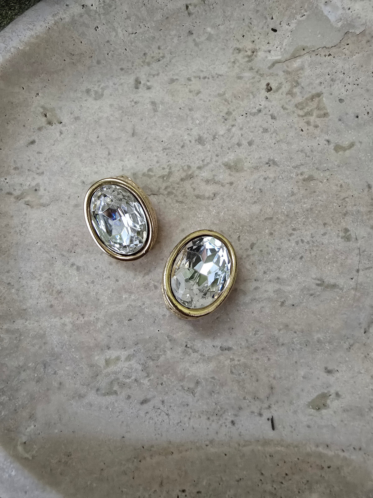 Givenchy Vintage Oval Clip-On Earrings with Crystal Center