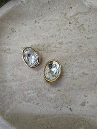 Givenchy Vintage Oval Clip-On Earrings with Crystal Center