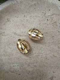 Givenchy Vintage Oval Clip-On Earrings with Crystal Center
