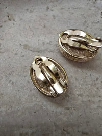Givenchy Vintage Oval Clip-On Earrings with Crystal Center