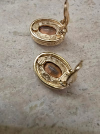 Givenchy Vintage Oval Clip-On Earrings with Crystal Center