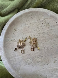 Dior Gold-Plated Heart & Arrow Clip-On Earrings with Crystal & 'D' Charm