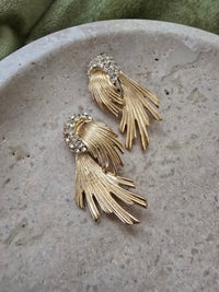 Vintage Givenchy Gold Statement Earrings with Rhinestones – 1980s Glamour