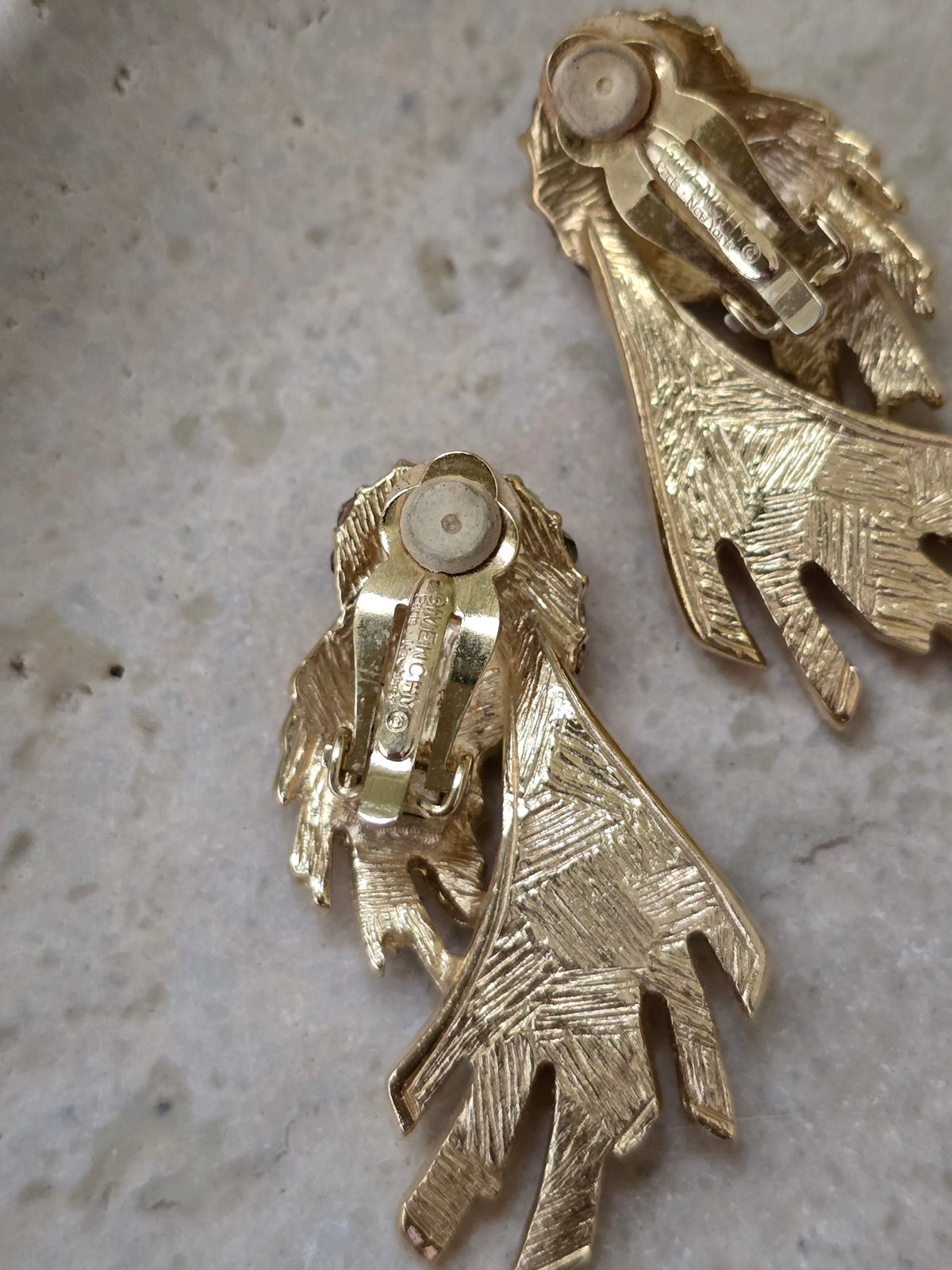 Vintage Givenchy Gold Statement Earrings with Rhinestones – 1980s Glamour