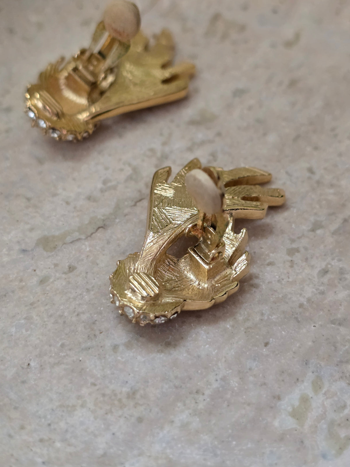 Vintage Givenchy Gold Statement Earrings with Rhinestones – 1980s Glamour