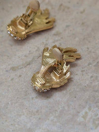 Vintage Givenchy Gold Statement Earrings with Rhinestones – 1980s Glamour