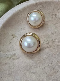 Nina Ricci Vintage Pearl Dome Clip-On Earrings