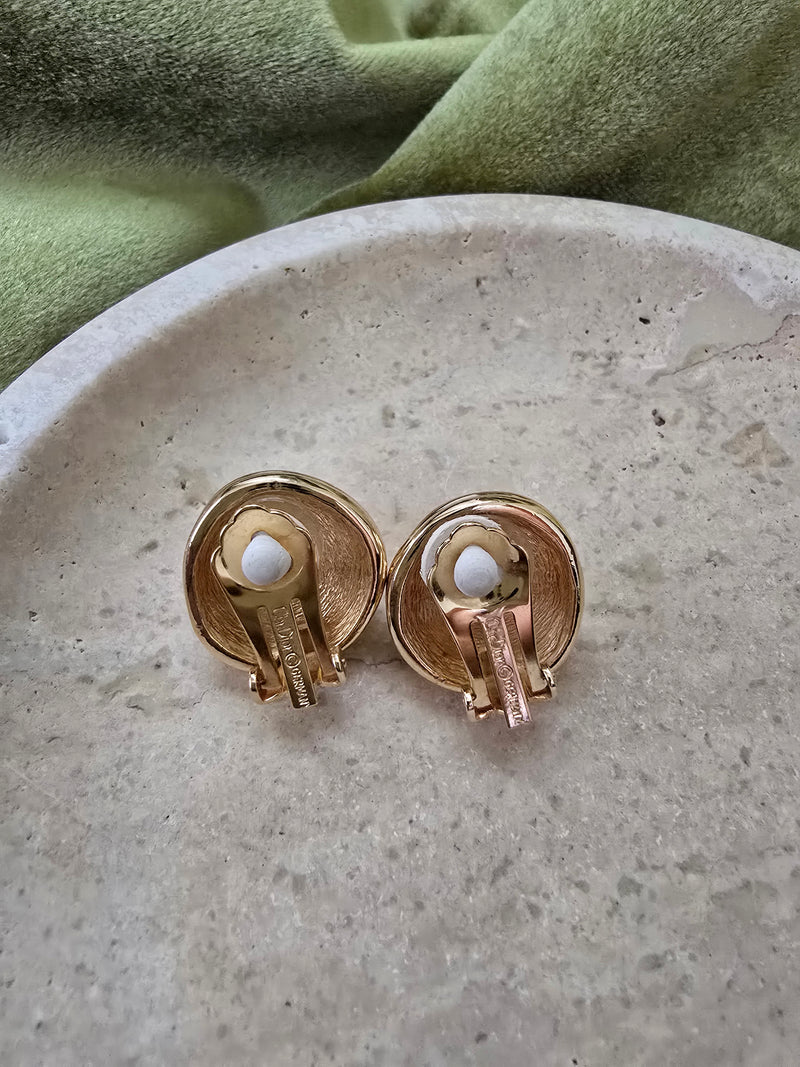 Nina Ricci Vintage Pearl Dome Clip-On Earrings