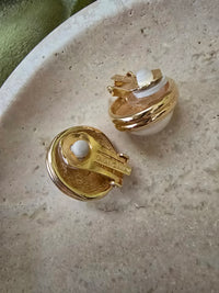 Nina Ricci Vintage Pearl Dome Clip-On Earrings
