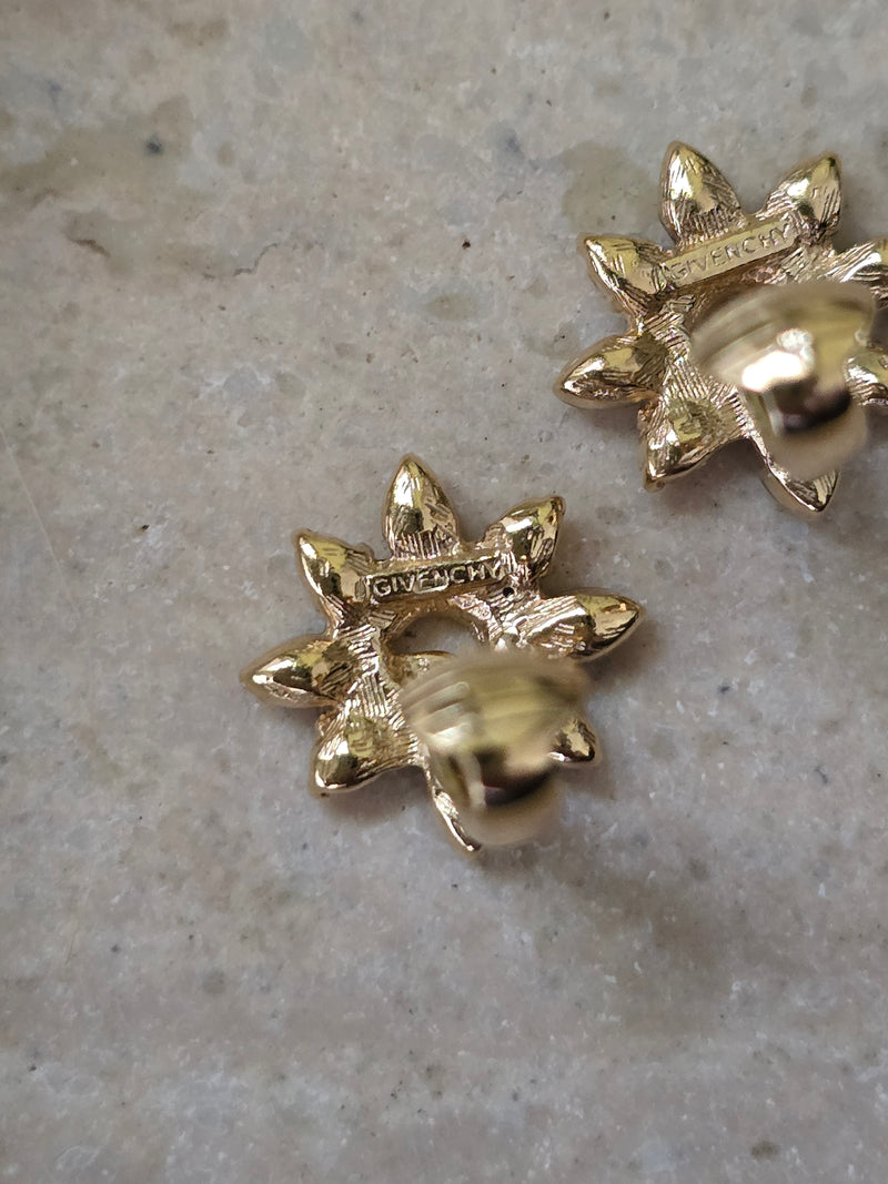 Givenchy Vintage Gold-Plated Floral Clip-On Earrings