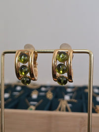 Givenchy Vintage Green Cabochon Clip-On Earrings