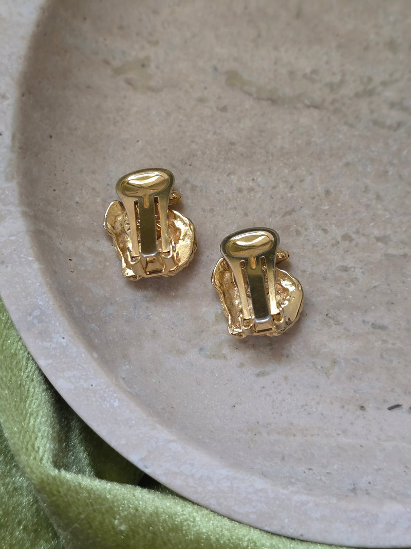 Vintage Celine 1992 Crocodile Clip-On Earrings