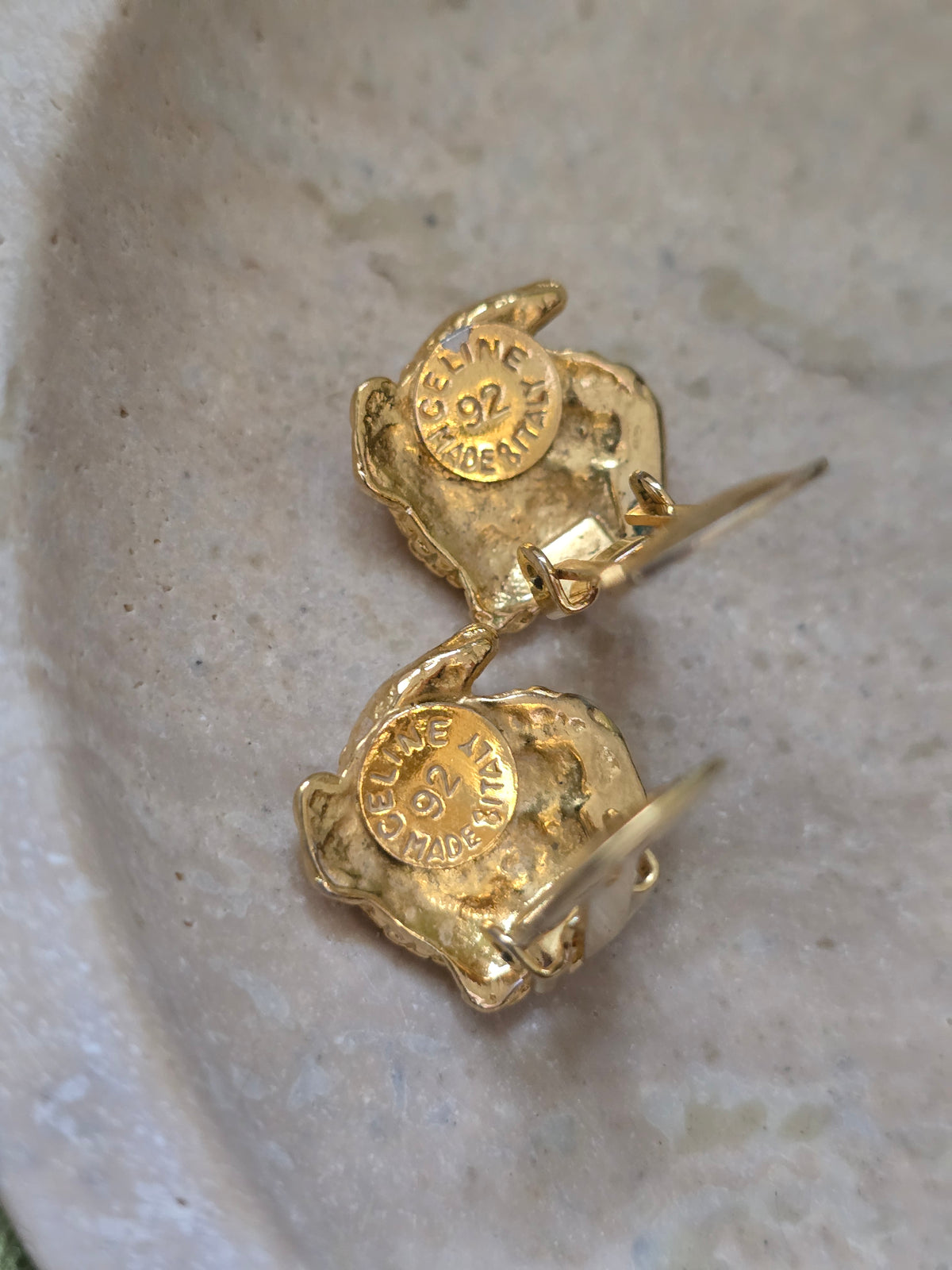 Vintage Celine 1992 Crocodile Clip-On Earrings