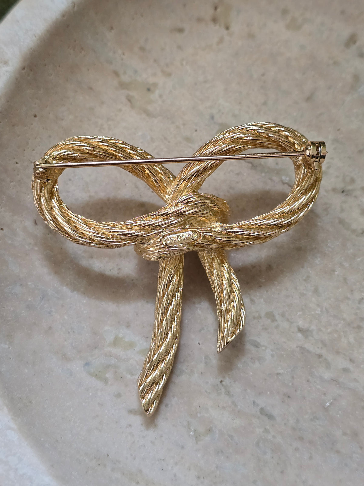 Christian Dior Vintage Gold-Plated Bow Brooch