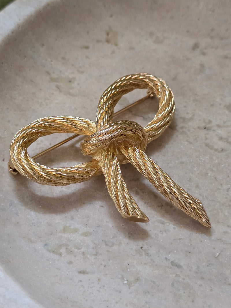 Christian Dior Vintage Gold-Plated Bow Brooch