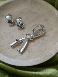 Vintage Dior Parure – Silver Tone Brooch & Clip-On Earrings Set