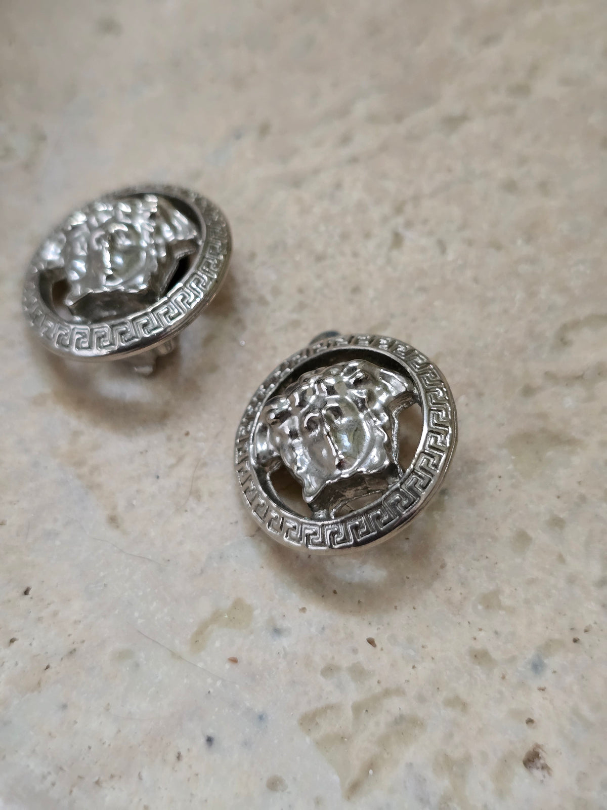Vintage Versace Medusa Clip-On Earrings – Silver-Tone
