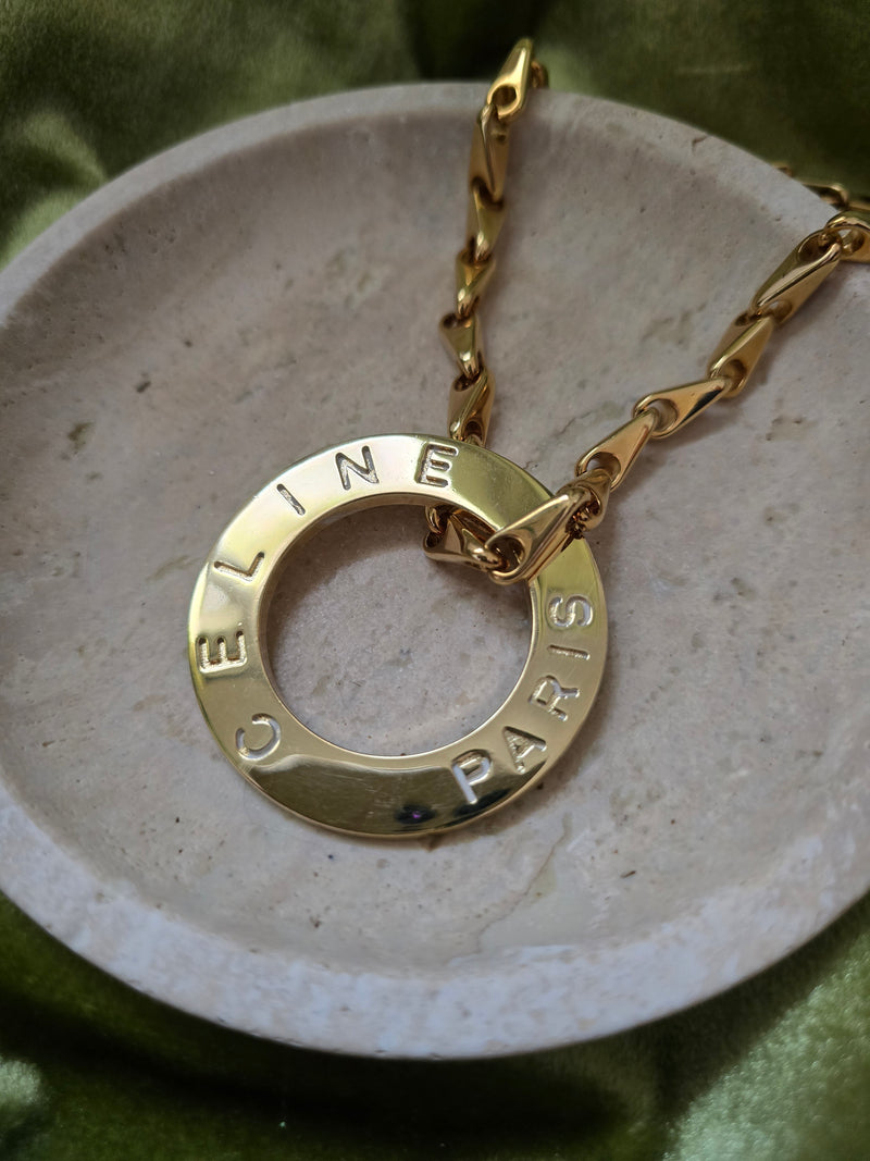 Vintage Celine Paris Necklace - Round Pendant