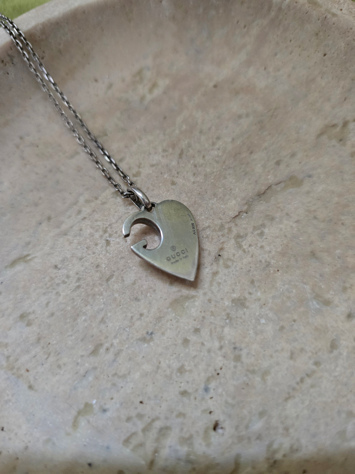 Gucci Vintage Sterling Silver Heart Necklace