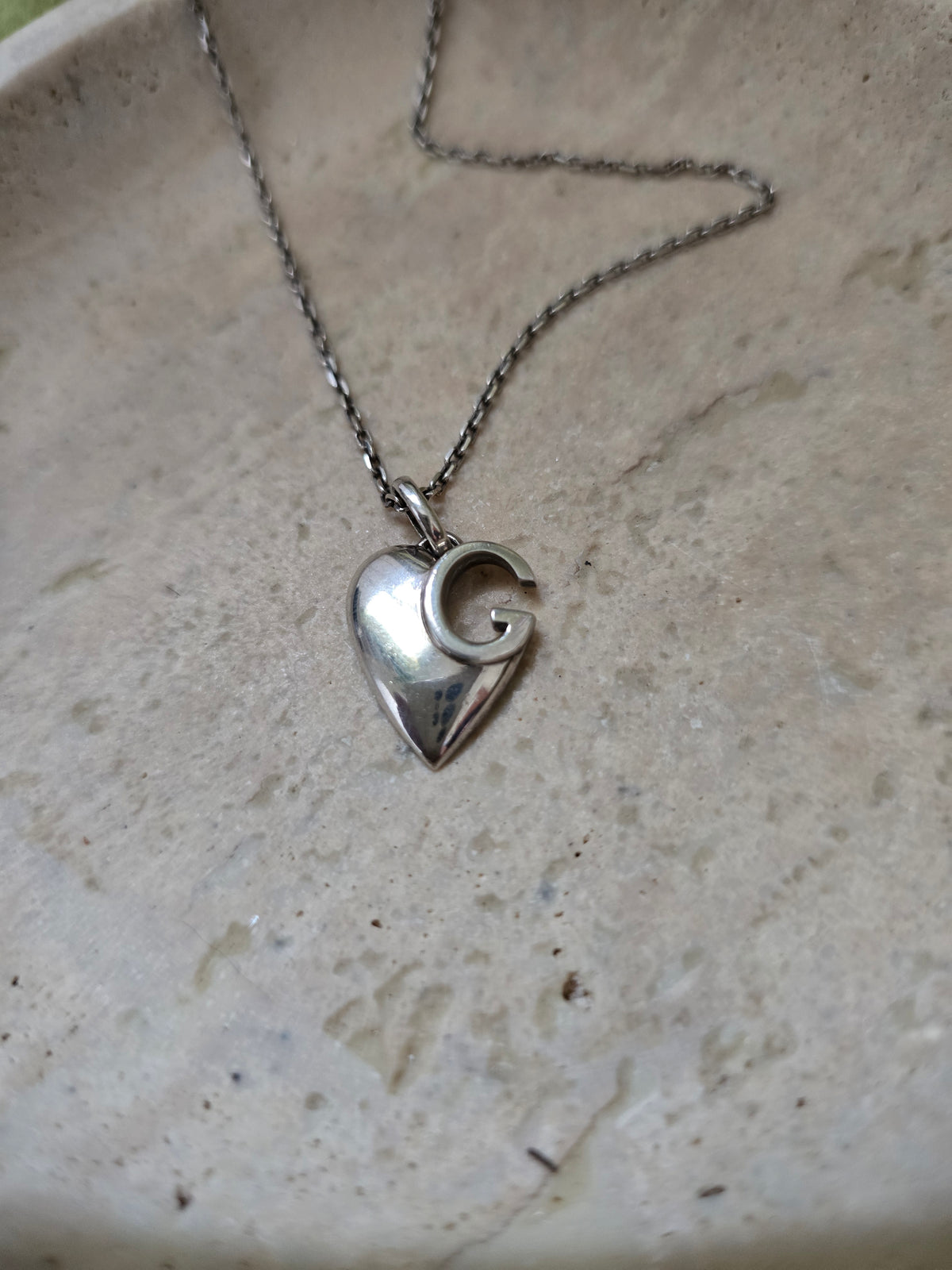 Gucci Vintage Sterling Silver Heart Necklace