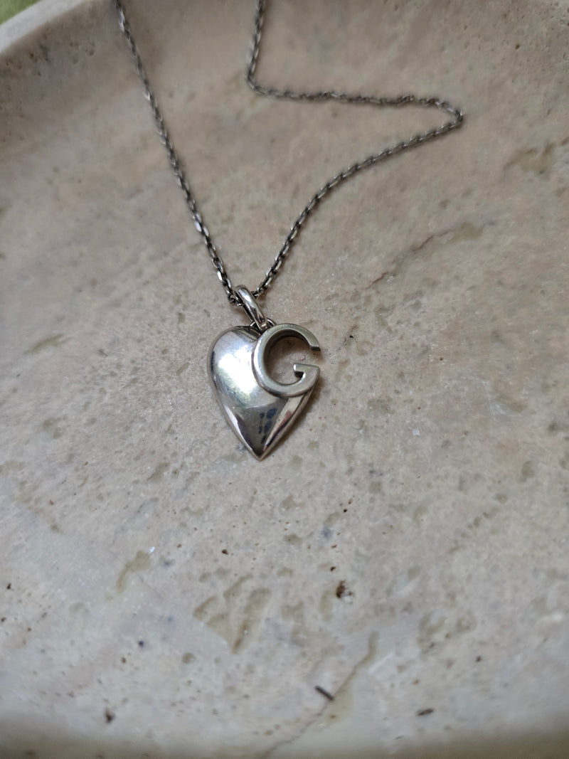 Gucci Vintage Sterling Silver Heart Necklace