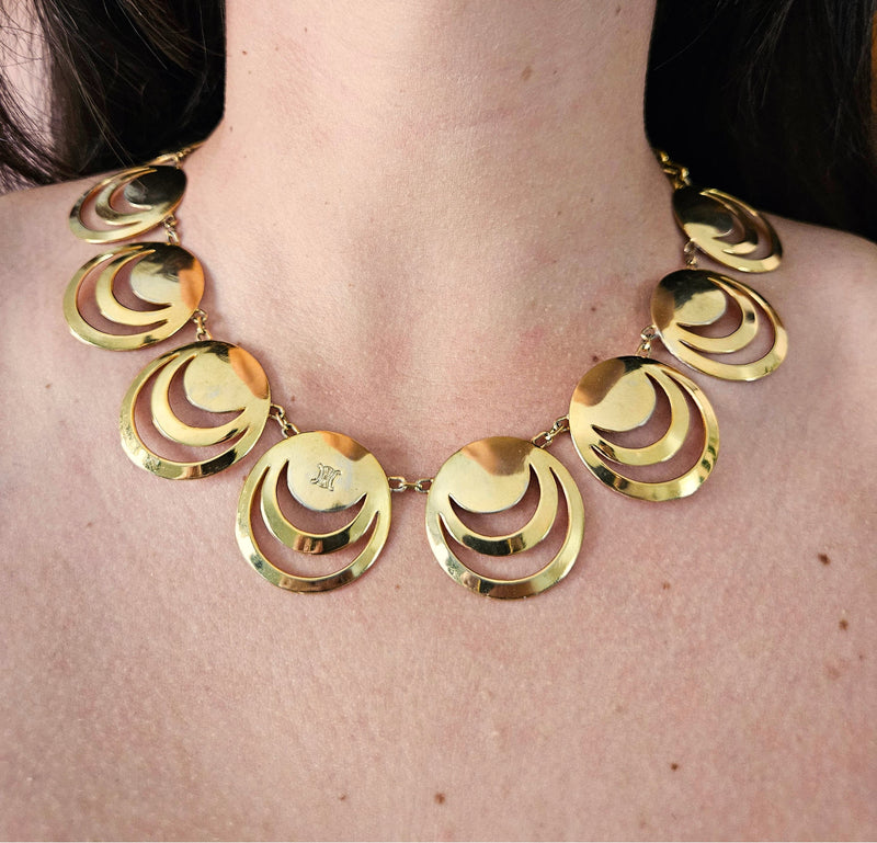 Celine Vintage Gold Geometric Statement Necklace