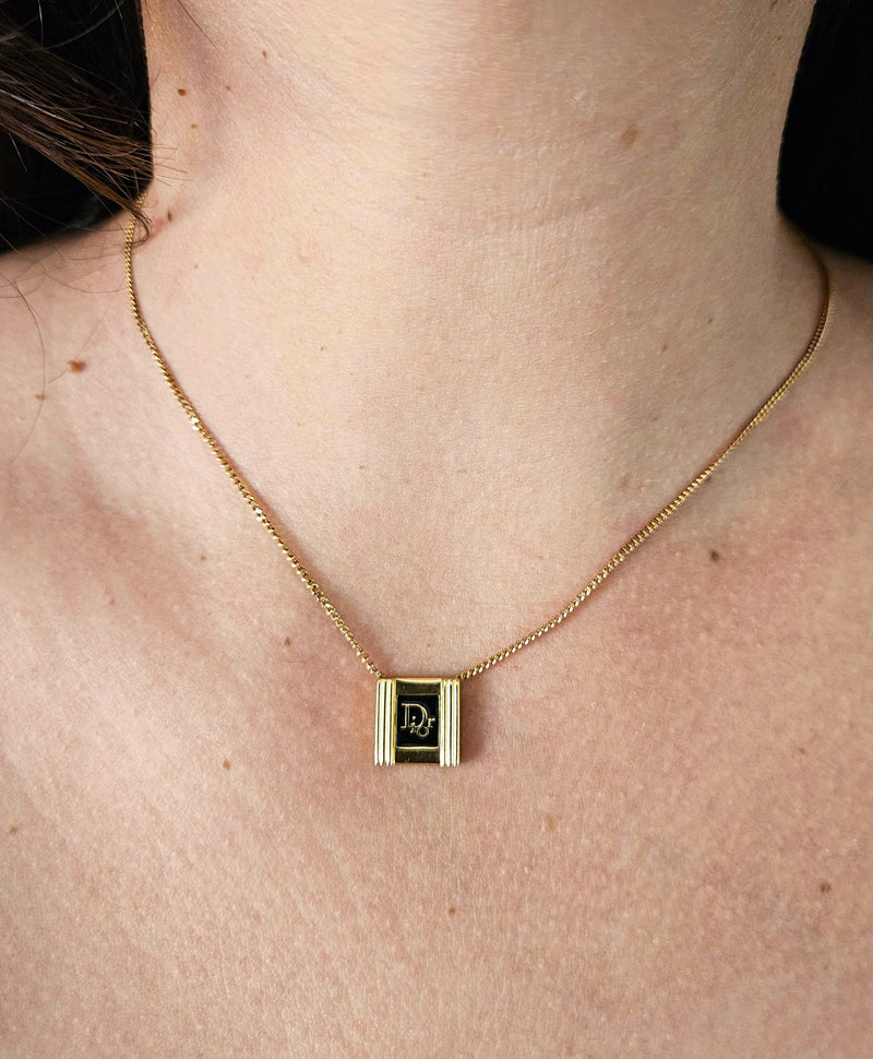 Dior Gold-Plated Necklace square medaillon