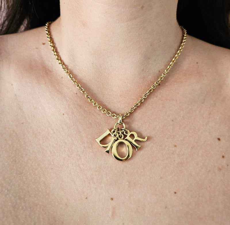 Dior Gold-Plated Necklace with CD Charm