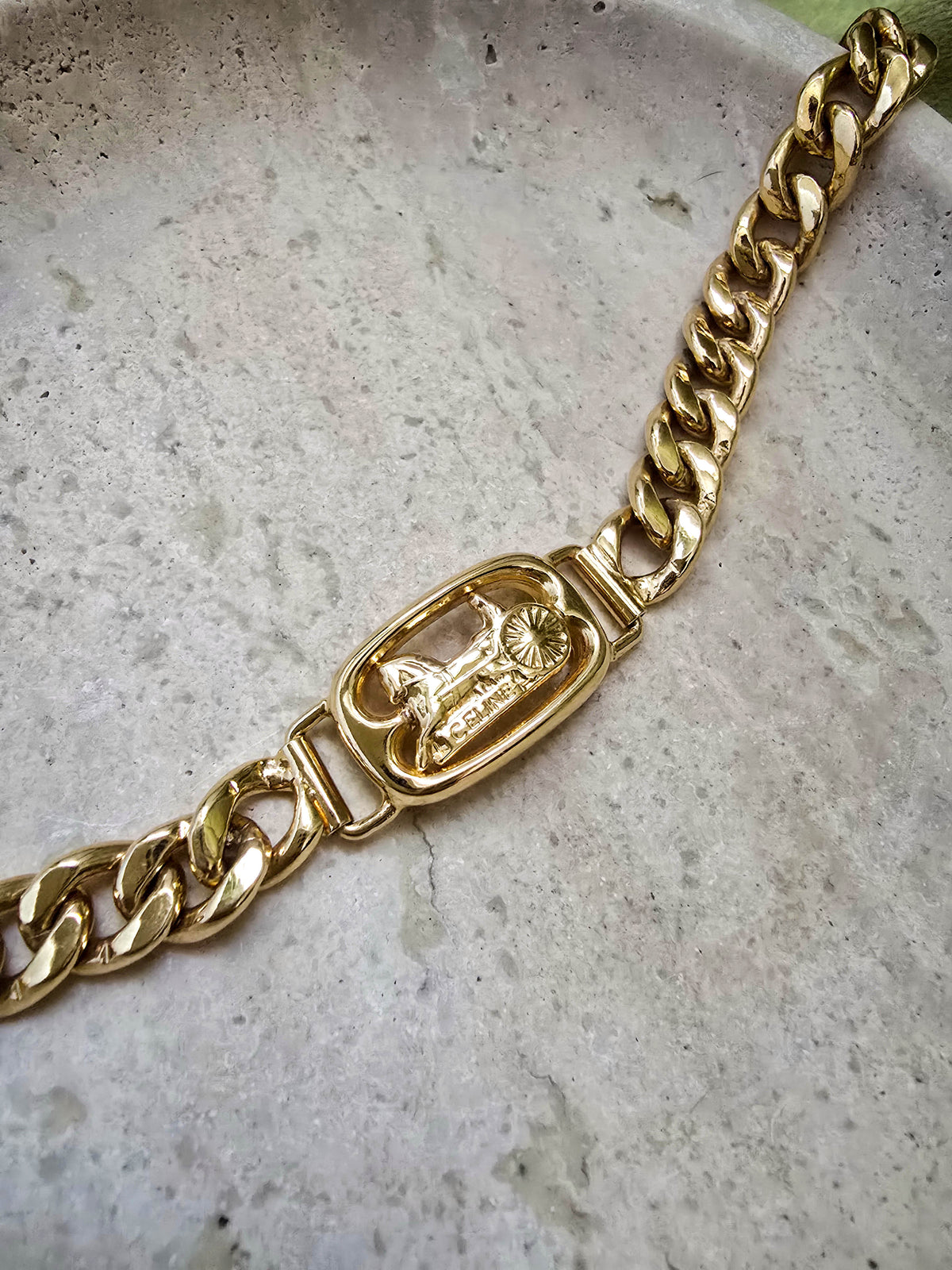 CELINE Vintage Horse Carriage Chain Bracelet