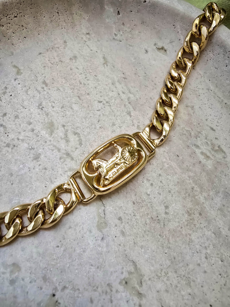 CELINE Vintage Horse Carriage Chain Bracelet