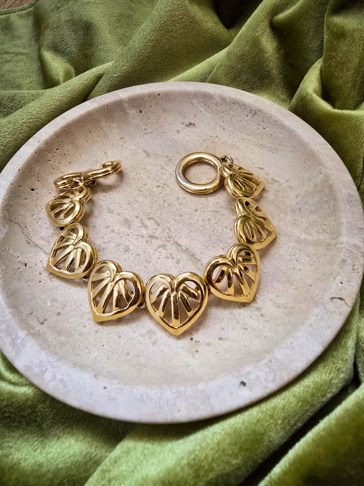 Givenchy Vintage Heart Link Bracelet in Gold Tone