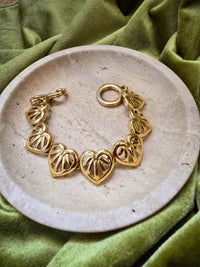 Givenchy Vintage Heart Link Bracelet in Gold Tone