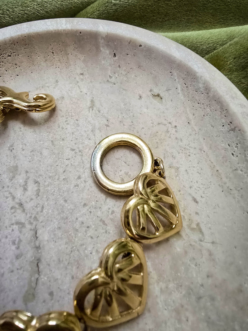 Givenchy Vintage Heart Link Bracelet in Gold Tone