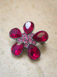 Givenchy Vintage Mini Flower Brooch with Ruby Pink Crystals