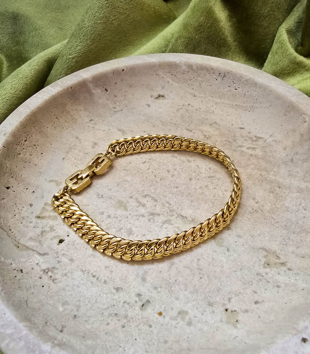 Vintage Givenchy Gold-Tone Curb Link Bracelet with Logo Clasp