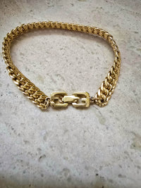 Vintage Givenchy Gold-Tone Curb Link Bracelet with Logo Clasp