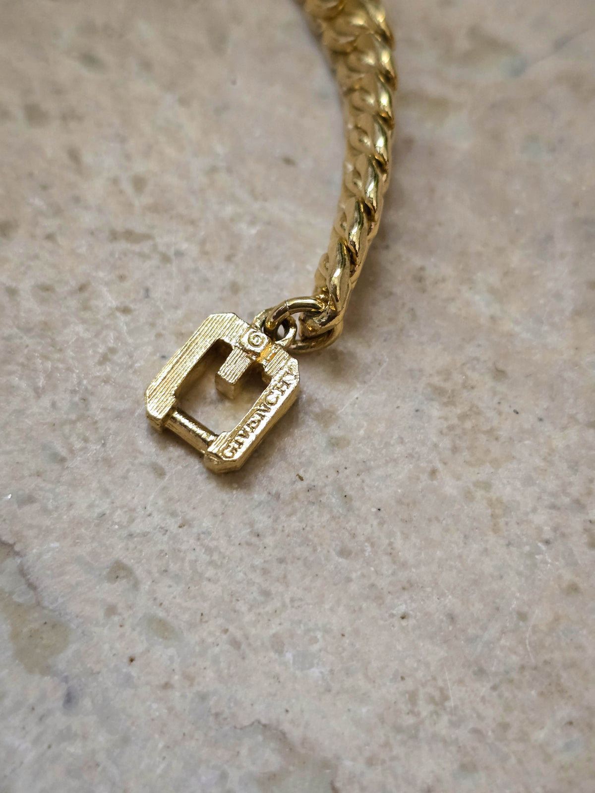 Vintage Givenchy Gold-Tone Curb Link Bracelet with Logo Clasp