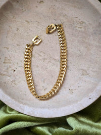 Vintage Givenchy Gold-Tone Curb Link Bracelet with Logo Clasp