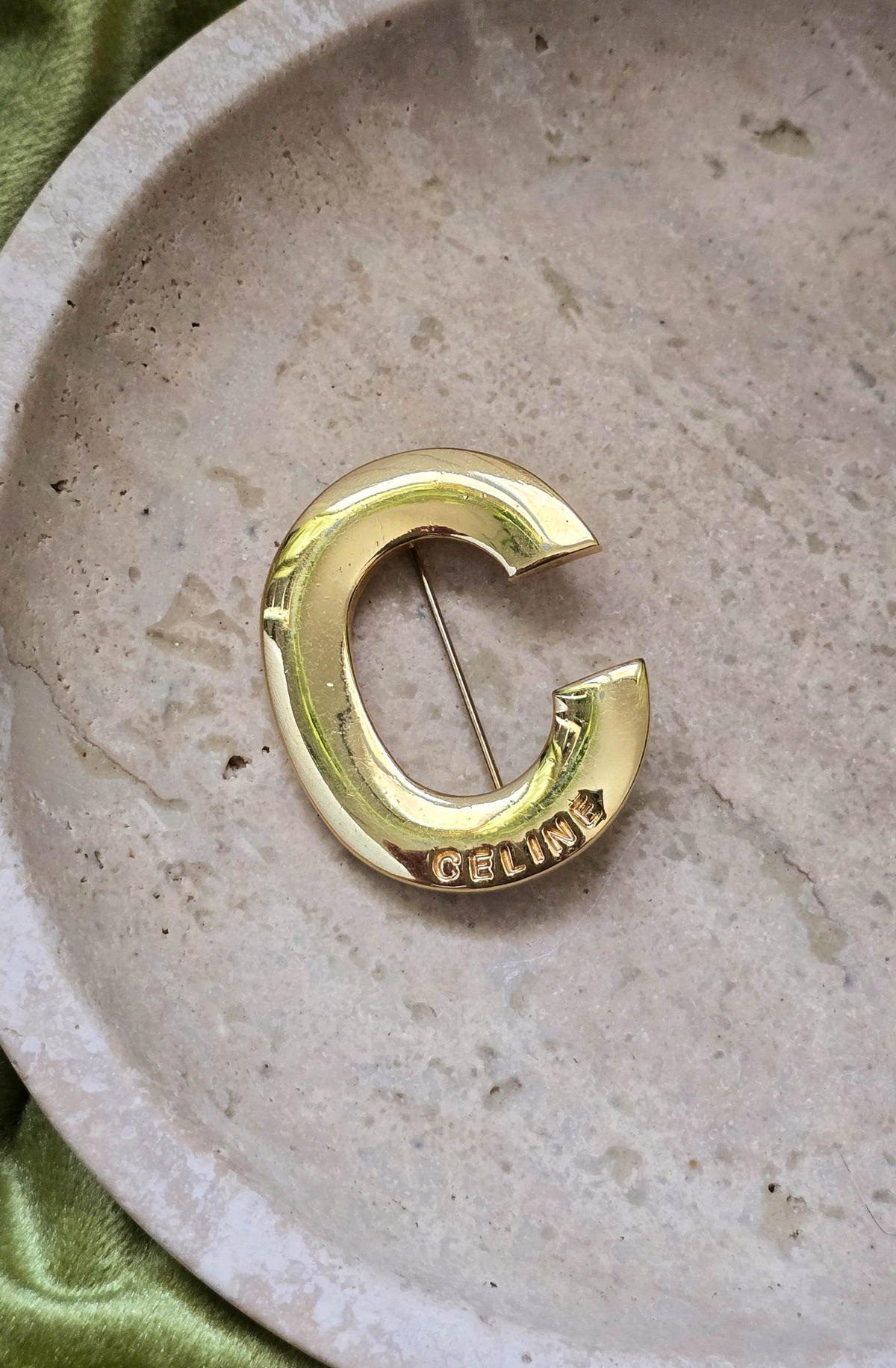 Vintage Celine Gold-Plated Brooch