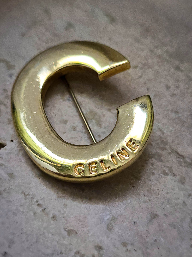 Vintage Celine Gold-Plated Brooch